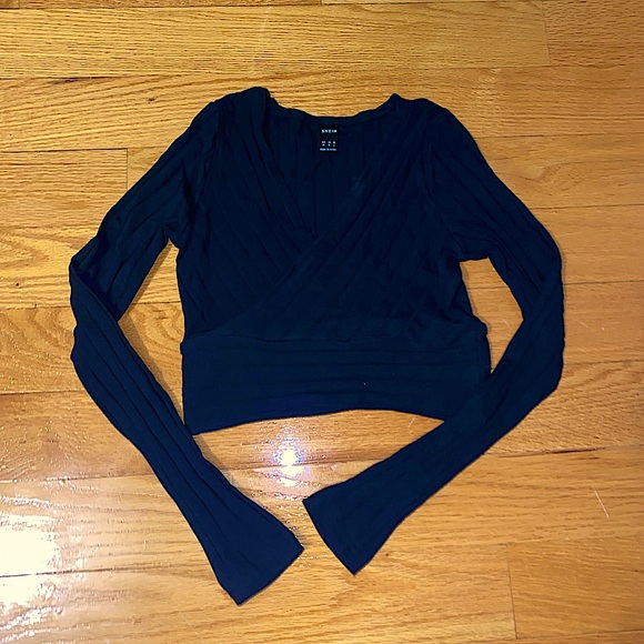 Shein Long Sleeve Surplice Crop Top - Picture 1 of 3